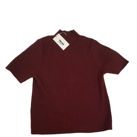 2pc Women's Mock Turtleneck Ribbed Sweater - A New Day Burgundy & Pink - Picture 5 of 6